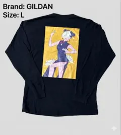 90s-00s GILDAN ギルダン 長袖イラストTシャツ ロンT メンズ 黒のサムネイル