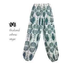 専用です！　アラジン　タイパンツ　【ゴム紐】4090ホワイト×グリーン　F974