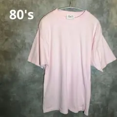 80's 薄ピンク シングルステッチ　無地 Tシャツ
