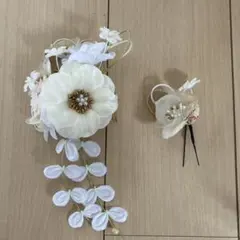 ホワイト花モチーフ髪飾りセット