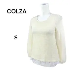 COLZA 長袖ニットセーター•ブラウス重ね着【S】アイボリー