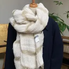 クリーム色 ストライプ模様 ストール