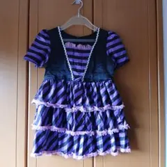ハロウィン コスプレ衣装 紫黒ストライプ１２０cm
