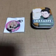 NARUTO　サクラのステンレスチャーム、シカマル缶ケース。非売品