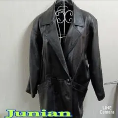 jubiam ブラックレザーコート ダブルボタン イタリアンラムMサイズ