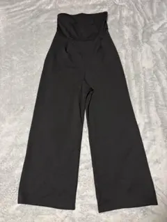 ブラック ワイドパンツ オーバーオール