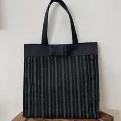 ⭐︎ハンドメイド⭐︎ フォーマル サブバッグ リボン付 ブラック シルバー ラメ模様