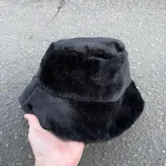 ブラック ファーバケットハット G-DRAGON風