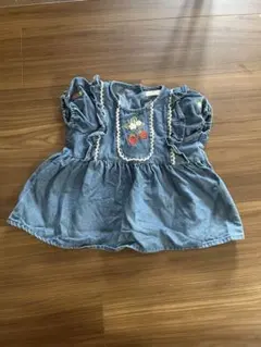 いちご　刺繍　デニム　トップス　しまむら　90