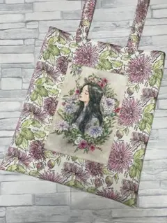ぺたんこトートバッグ　美しい女の子 パネル