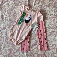 【新品】タグ付　ロンパース＆スパッツ　セットアップ　90 ピンク　綿100%