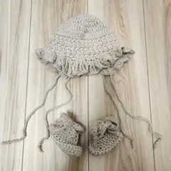ハンドメイド サマーニット baby帽子＆靴 新生児用