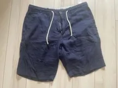 ZARA ネイビー ショートパンツ コットン リネン L