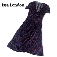 Issa London総柄 カシュクール風 ワンピース ネイビー アラベスク柄のサムネイル