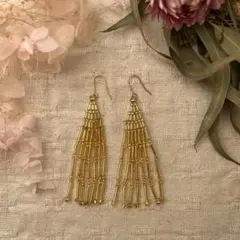 【No.017】ビーズピアス / ビーズイヤリング / タッセル / フリンジ