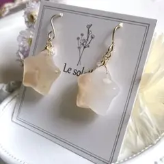 チェリーブロッサムアゲート×モルガナイトピアス✧桜瑪瑙