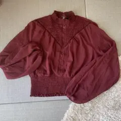 新品 タグ付き❣️ZARA ドット柄 ブラウス ボルドーのサムネイル