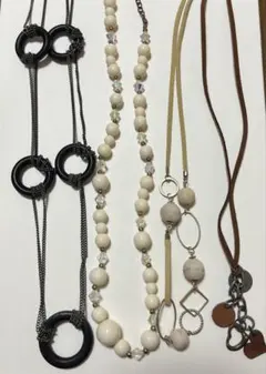 ネックレスセット ビーズとメタルチェーン