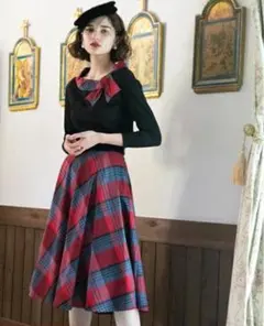 ゆ*ず様 アンアナザーアンジェラス　赤チェック トップス スカートセット　美品