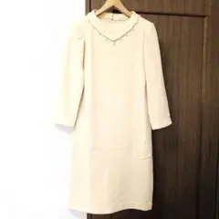 GOUMIER レディースワンピース 9号/M寸 ベージュ ウール80s 古着