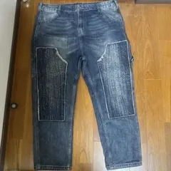 ダメージ加工インディゴデニムパンツ