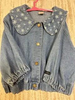 バースデイ テータテート 花 刺繍付きデニムジャケット襟 95サイズ 女の子