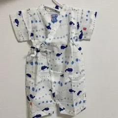 【新品未使用！早い者勝ち】ミキハウス クジラ柄 甚平 ロンパース60〜70cm