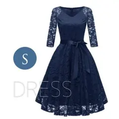 ドレス パーティードレス レディース 結婚式 七分袖 かわいい ワンピース