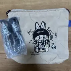 ボールアンドチェーン　エコバッグ LABUBU キャラクター刺繍 ベージュのサムネイル