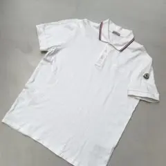 【美品】MONCLER/ホワイト ポロ シャツ トリコロール　ロゴ　モンクレール