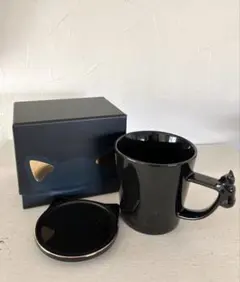 Flancfranc 猫デザインのブラックマグカップ