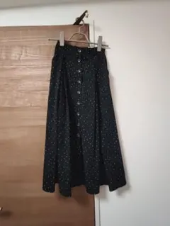 archives ドット柄 フレアスカート Mサイズ ブラック 古着