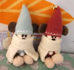 ディズニーリゾート　リルリンリン ぬいぐるみバッジ ぬいぐるみ 水色 赤