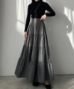 Louere ハイウエストティアードフレアスカート