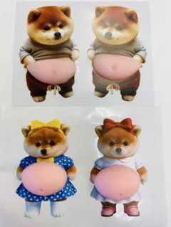 3D立体柴犬お腹ぷにぷにシール 可愛い スクイーズ もっちり 肉球 女子&男子