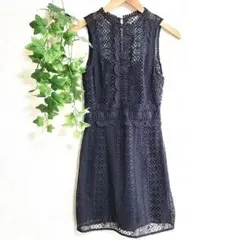 【H&M】ネイビー レース ノースリーブ ミニワンピース
