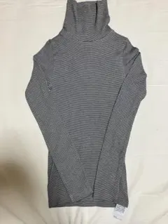 ★即購入OK【UNIQLO】極暖　ヒートテックリブタートルネックT ボーダー　S