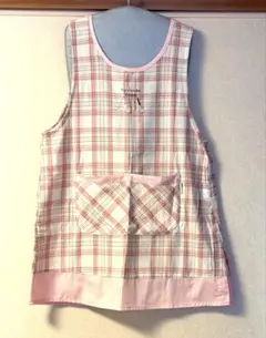 ノースリーブエプロン ピンク系チェック