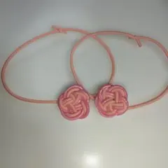 ピンク　梅結びヘアゴム2個セット　和風