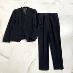 T18625 美品 ICB 洗えるノーカラーJK+PT セットアップ 黒紺 7