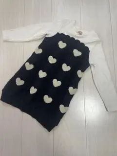 petit main ハート柄ニットワンピース 100cm