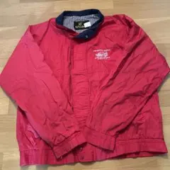 赤いナイロンジャケット ストライプ裏地