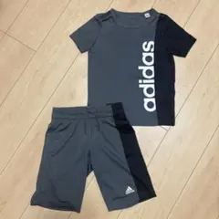 adidas 半袖セットアップ　薄手ジャージ 120 グレー/ブラック　tシャツ
