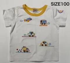 【美品】MIKI HOUSE 乗り物 刺繍 半袖 Tシャツ 100 レトロ