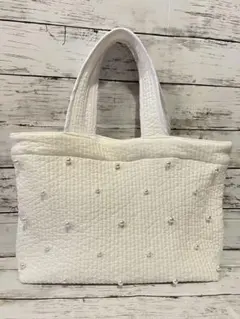 【SALE】パール付き　ヌビバック　ハンドメイド　白　新品未使用