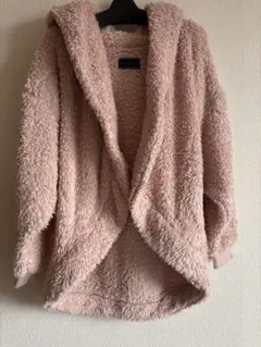 ボアフードコート　ピンク