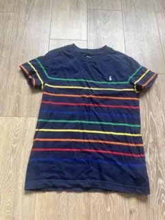 polo ネイビー レインボーストライプ Tシャツ
