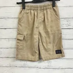 【古着】✨ハーフパンツ【140】カーゴ　タグ　ゴムウエスト　チノ　ベージュ
