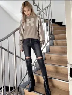 【GYDA】ダメージスキニーデニムパンツ