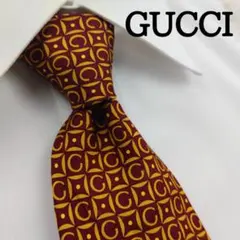 グッチ 高級シルクネクタイ 総柄 ブラウン